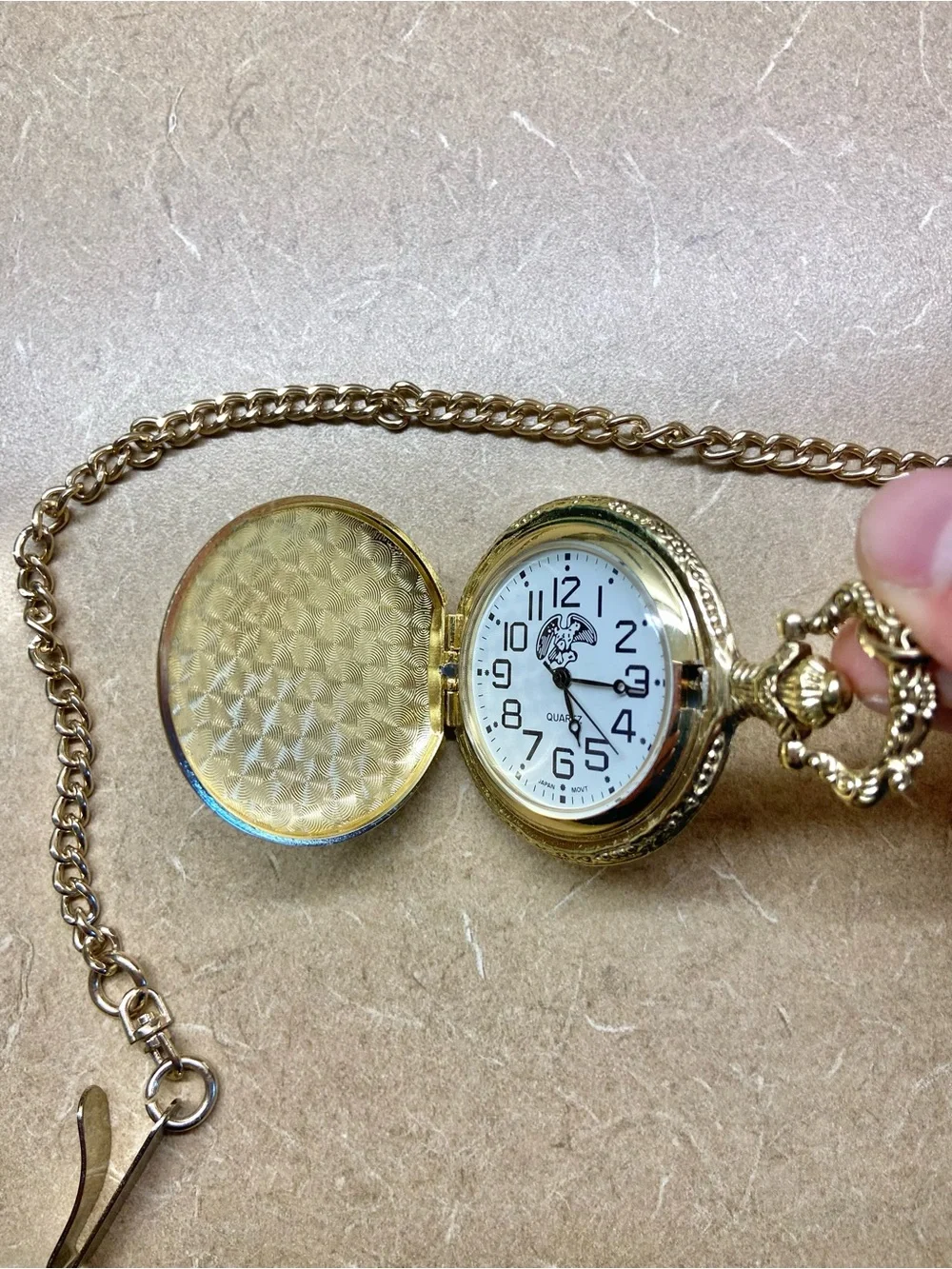 Gold-Tone Eagle Pocket Watch Pendant Necklace